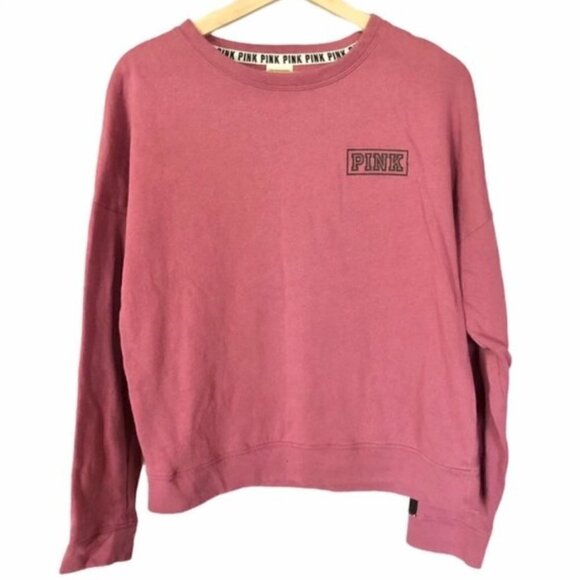 PINK Victoria's Secret Raspberry Pink Logo Crew Neck Sweatshirt S - Picture 1 of 5